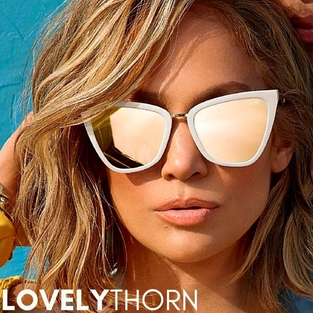 QUAY // ltd ed JLo collab creamy nude frame black/blue fade cateye full or mini - Picture 11 of 16